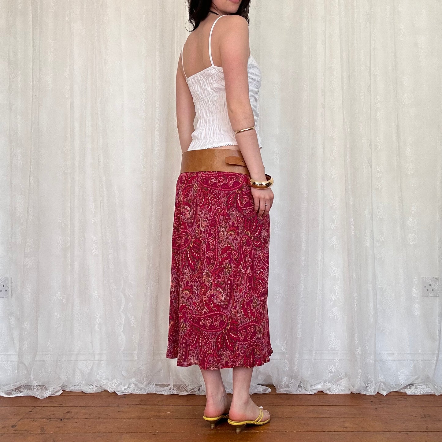 vintage 00s white broderie tie front cami