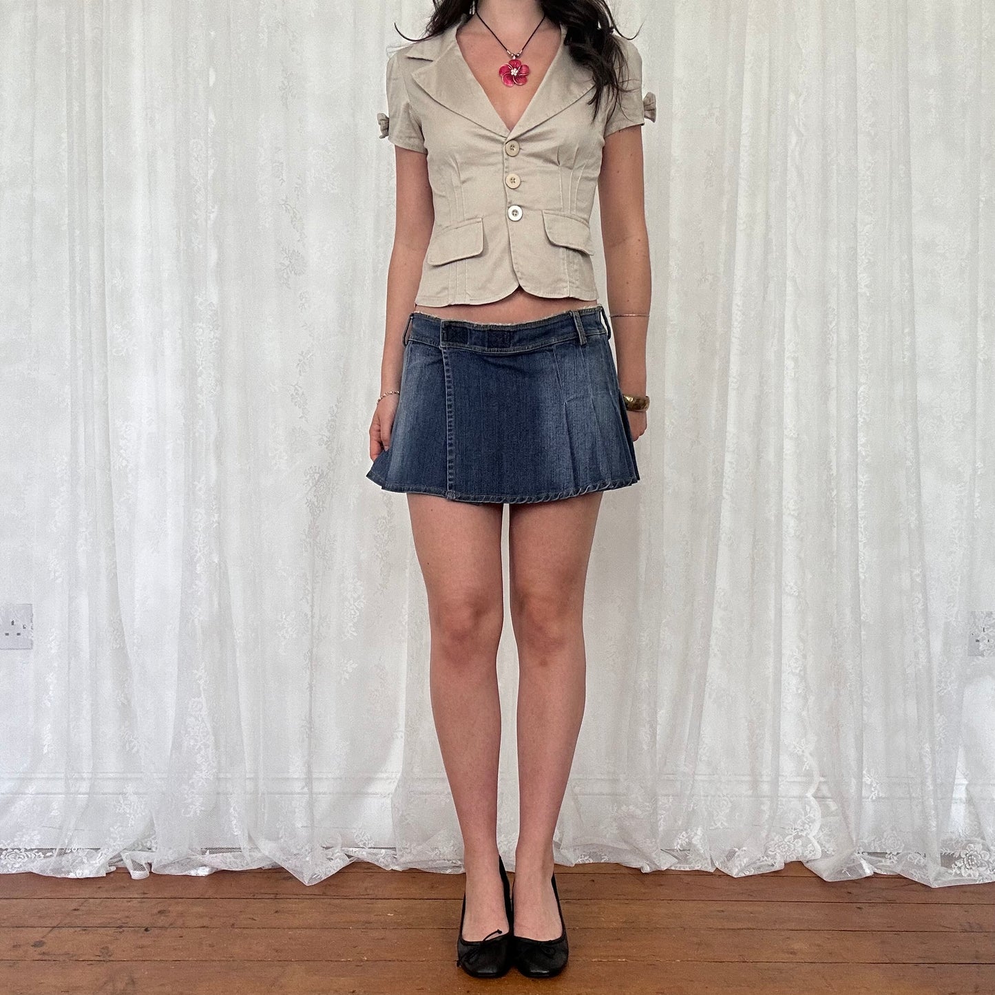 vintage 00s beige button up blazer top
