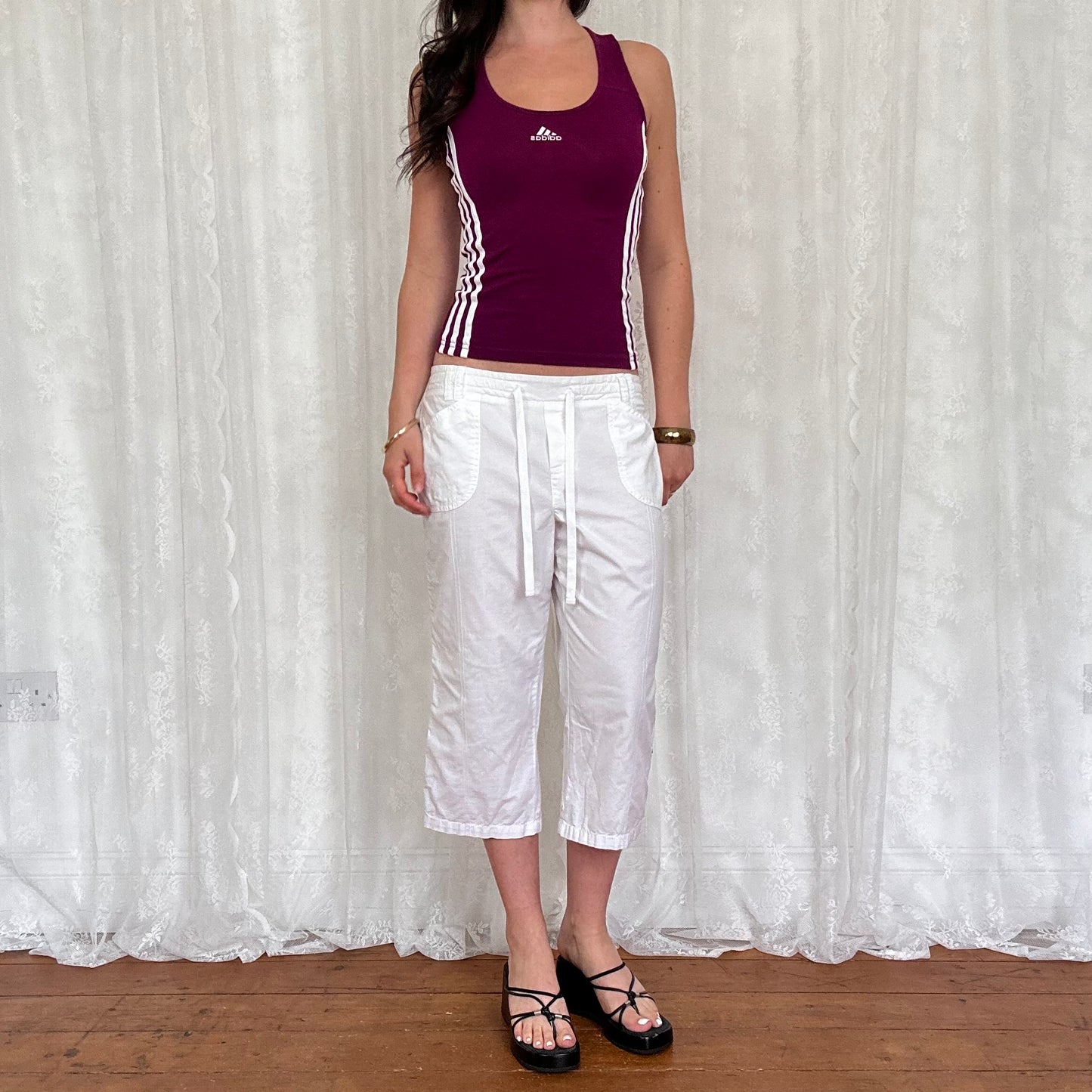 vintage 00s purple fitted adidas vest top