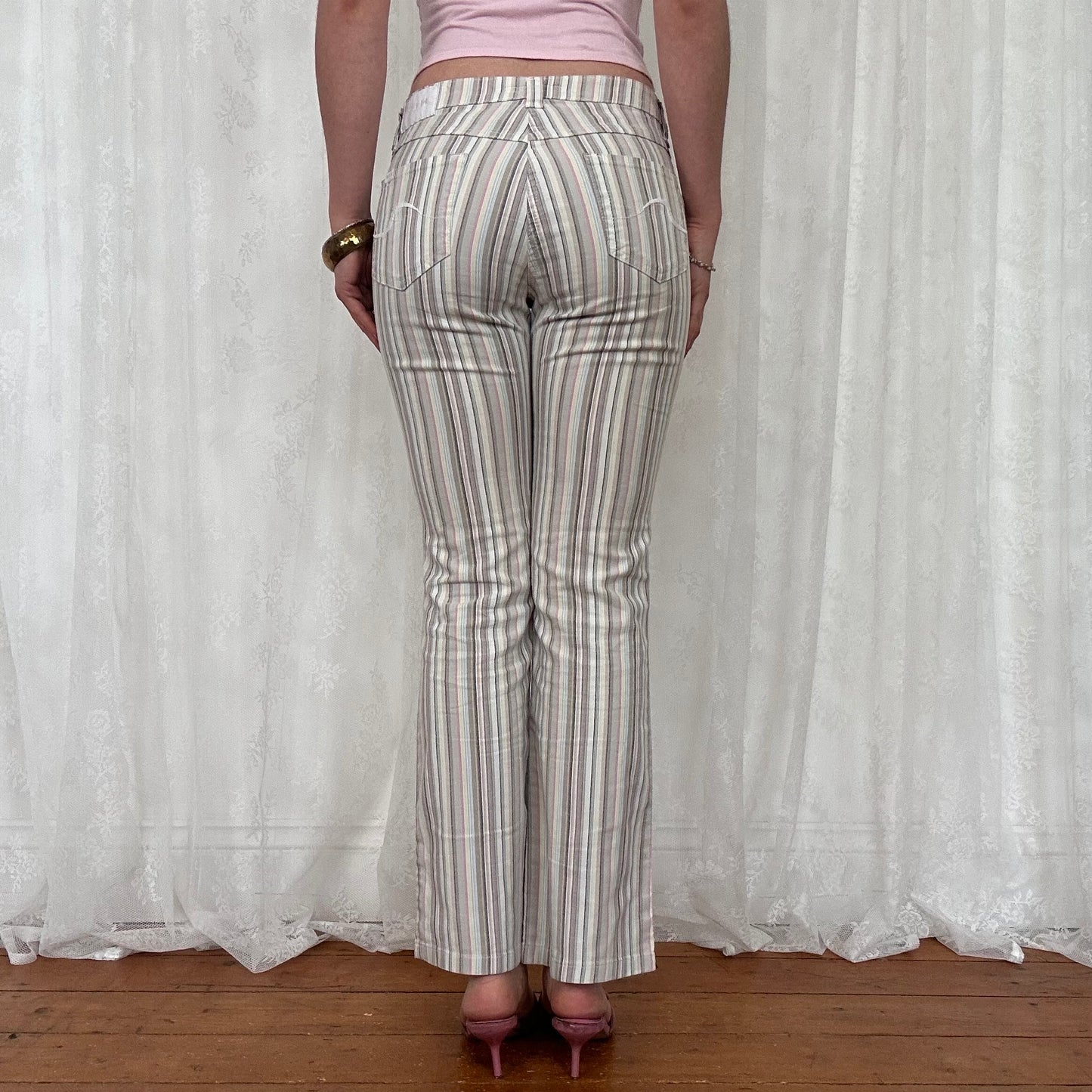 vintage 00s stripey flared trousers