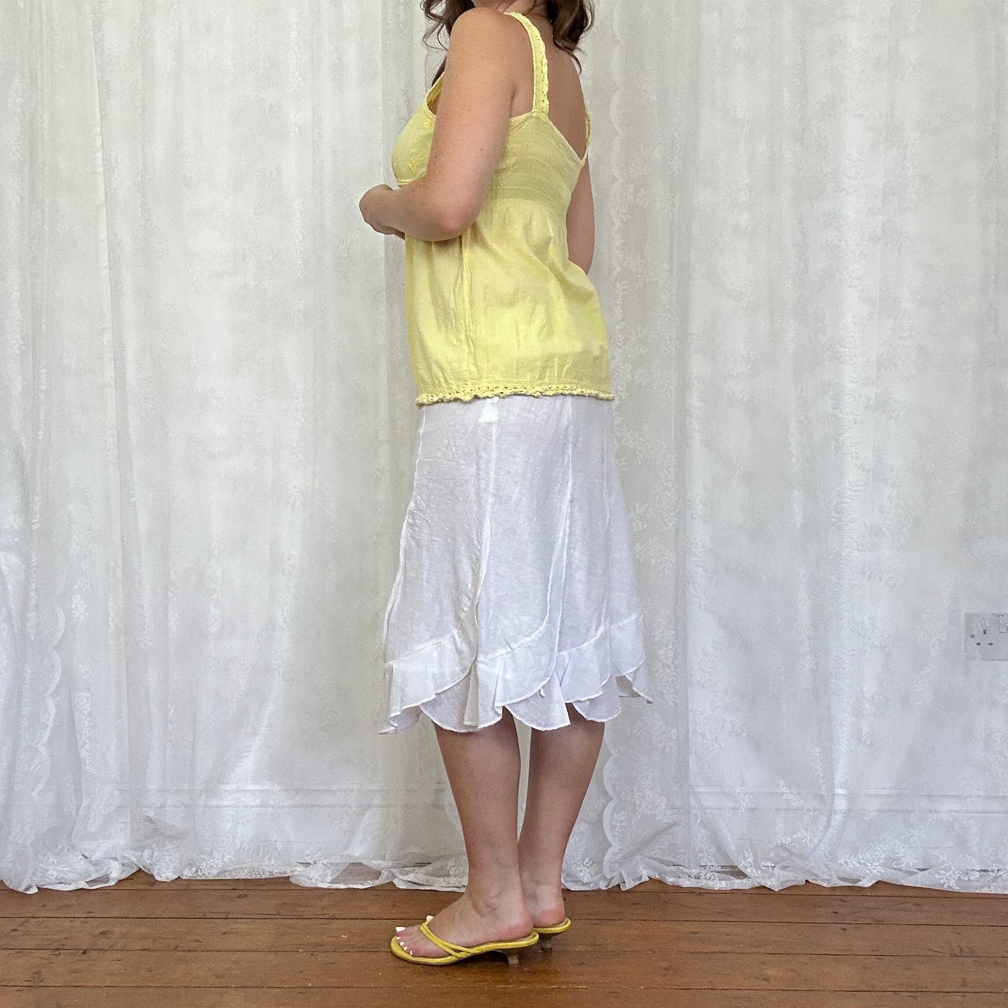 vintage 00s yellow babydoll cami top