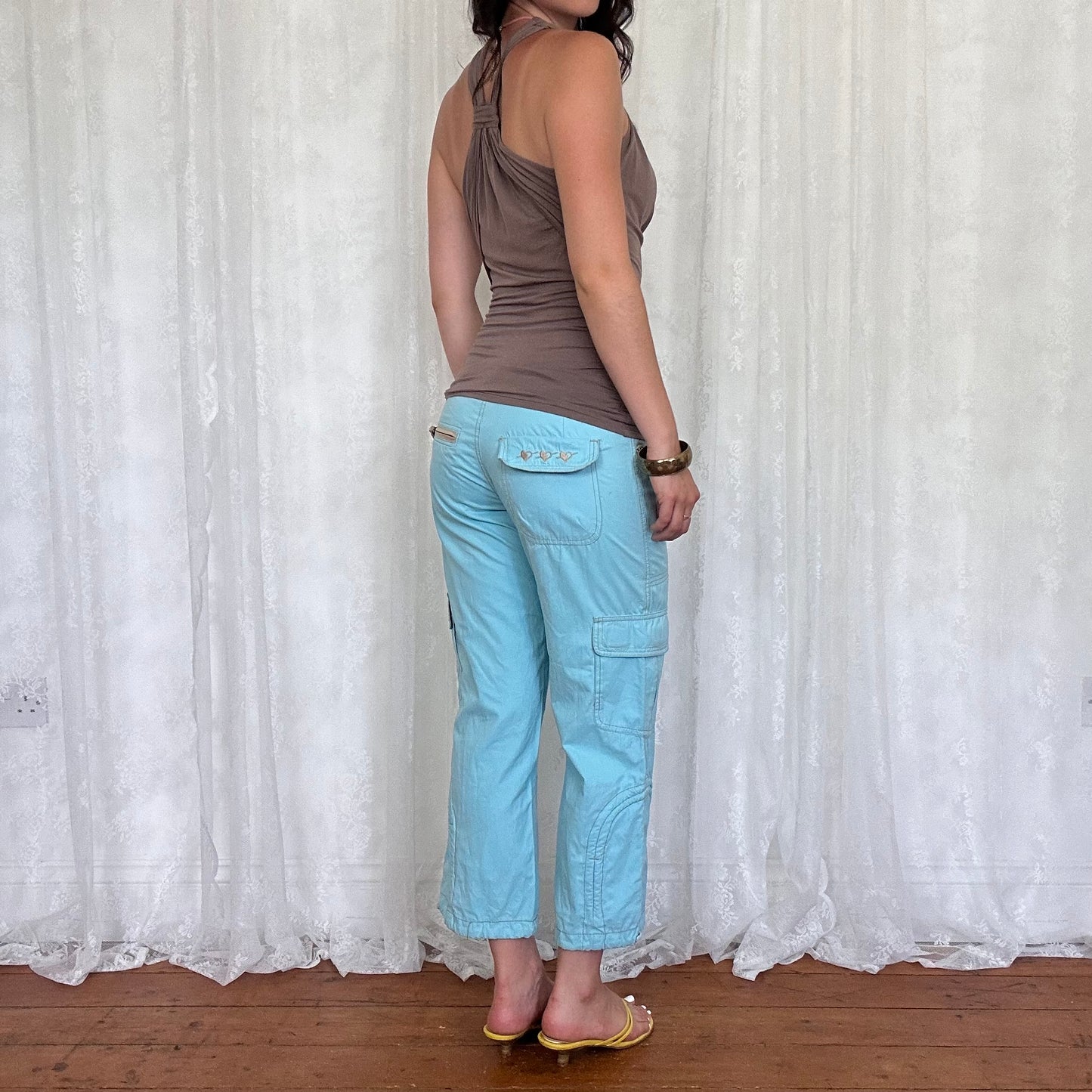 vintage 00s brown slouchy cowl neck top