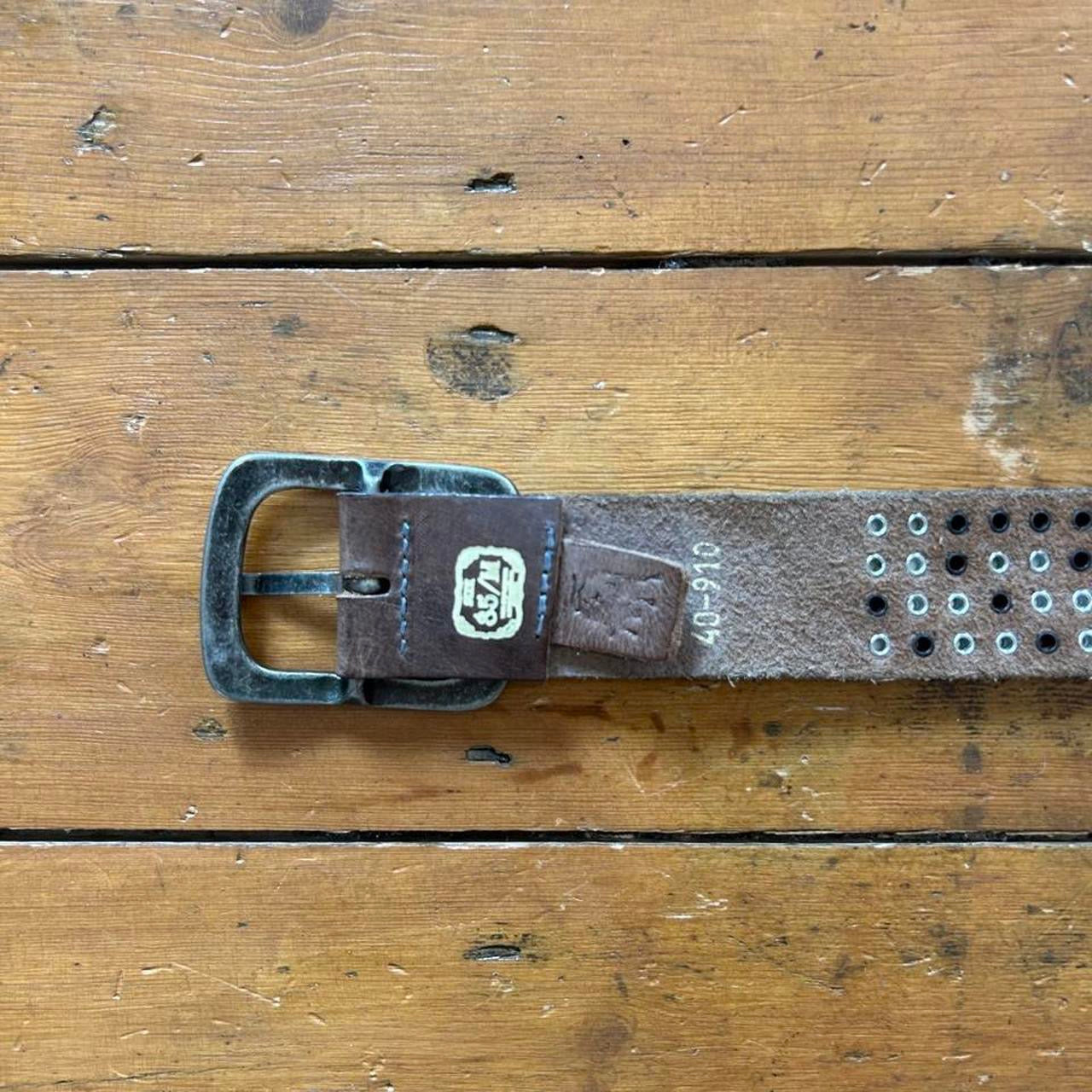 vintage 00s brown leather studded belt