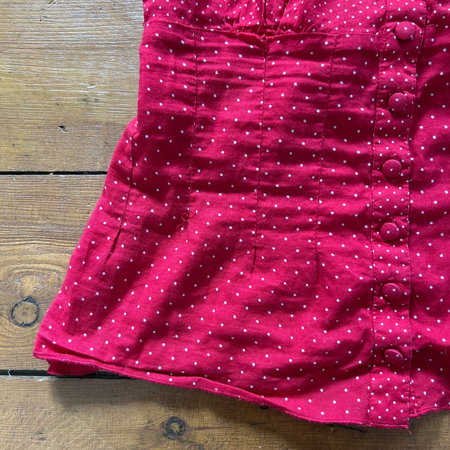 vintage 00s red polka dot tie back milkmaid top