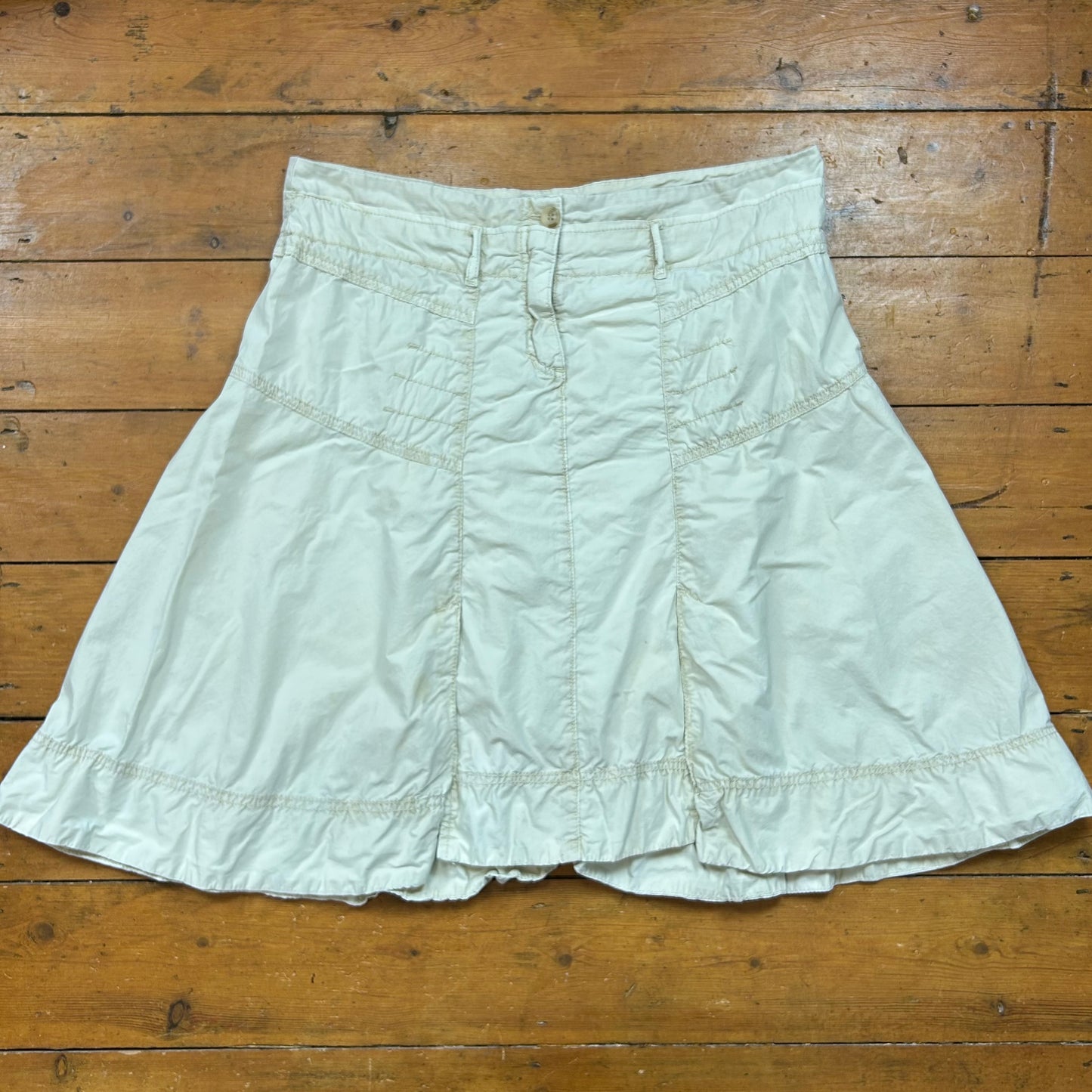 vintage 00s beige cargo midi skirt