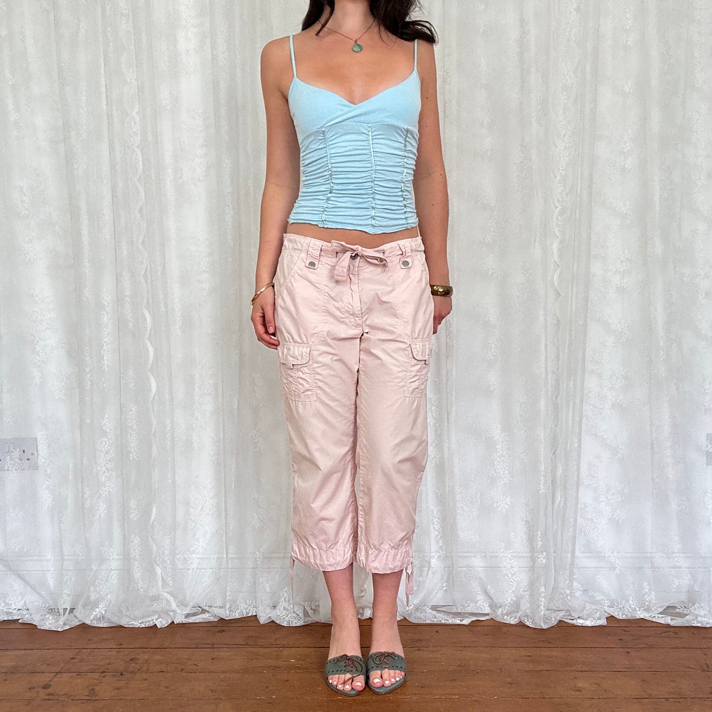 vintage 00s baby blue ruched cami