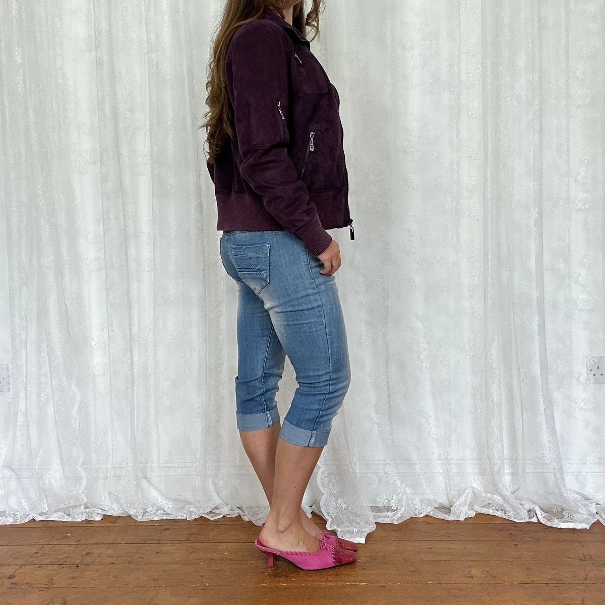 vintage 00s purple bomber jacket