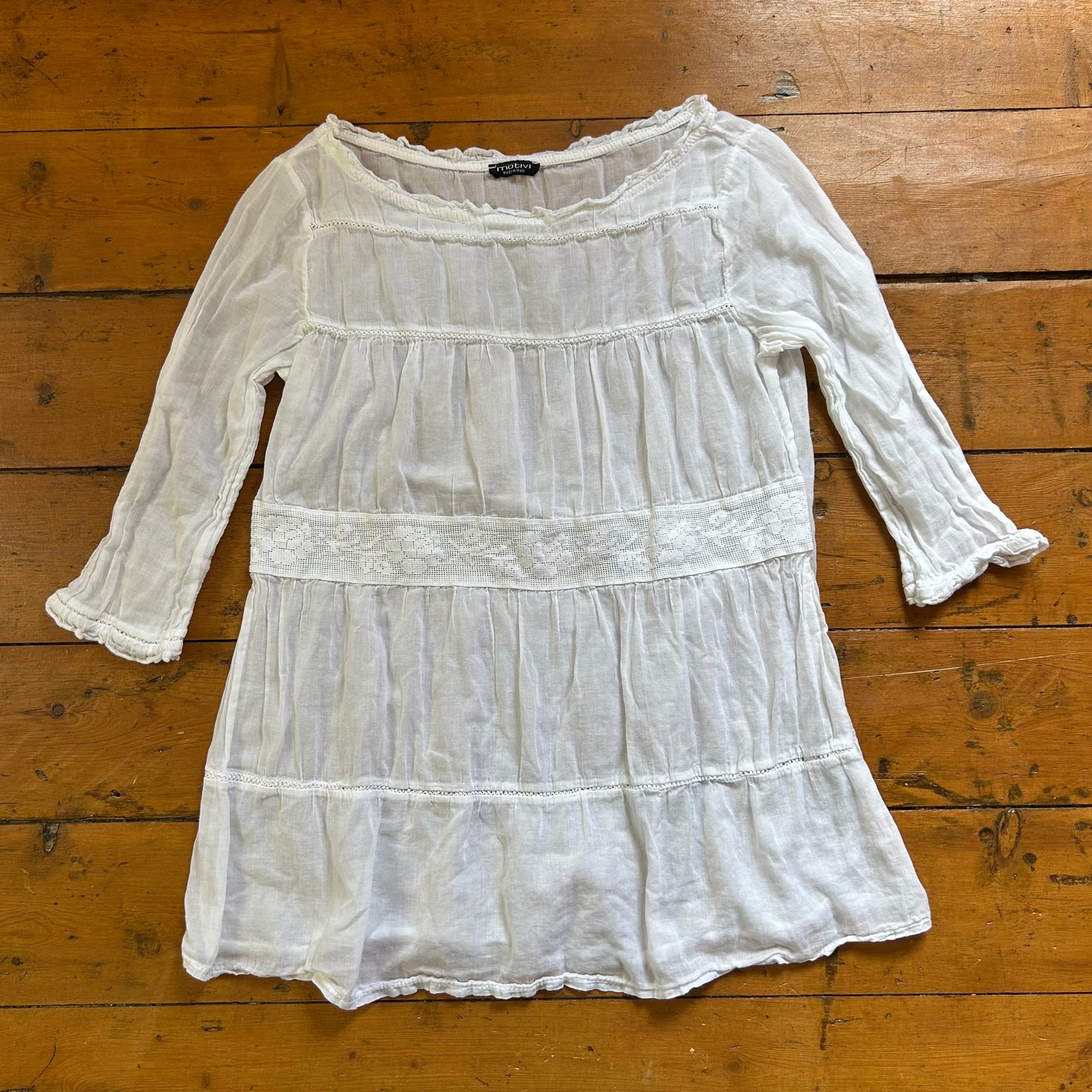 vintage 00s white babydoll prairie top