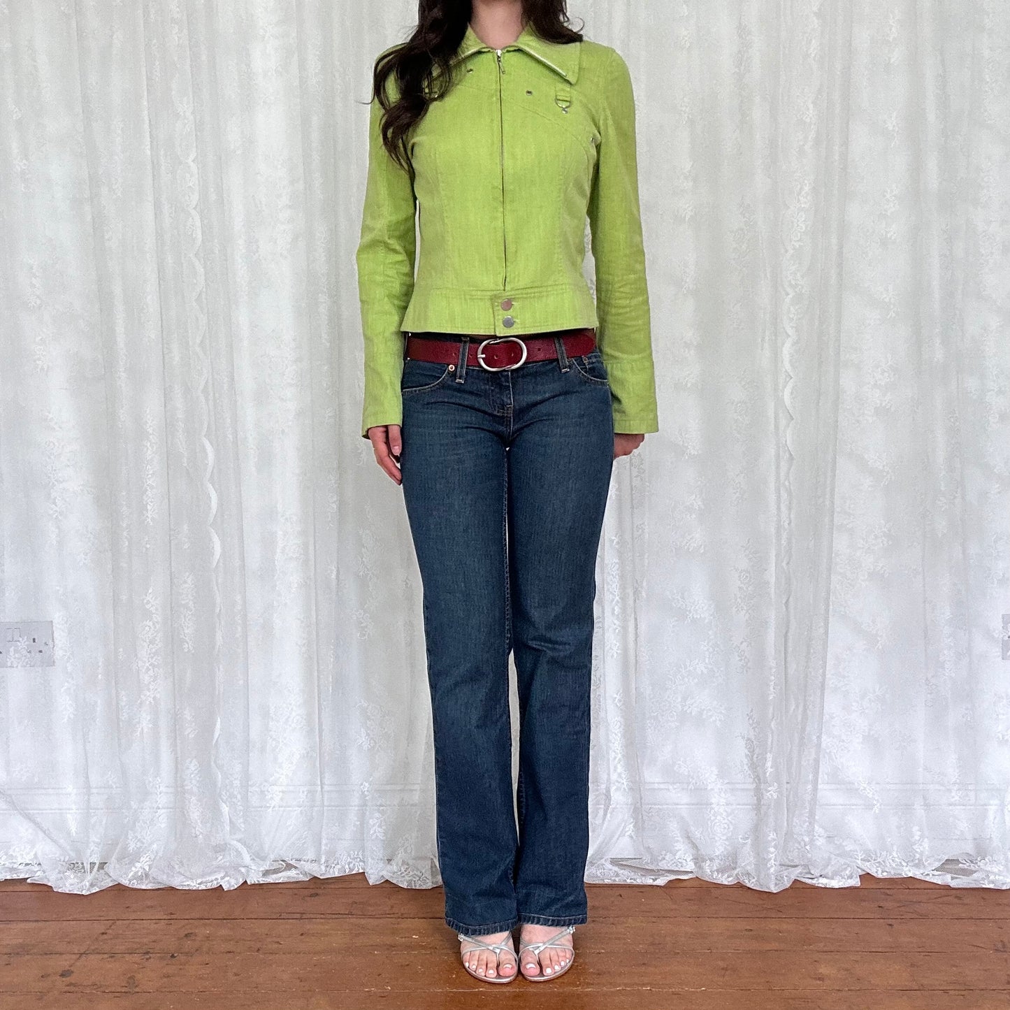vintage 00s green zip up lightweight jacket