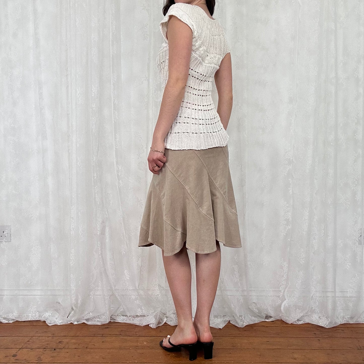 vintage 00s white short sleeve crochet top