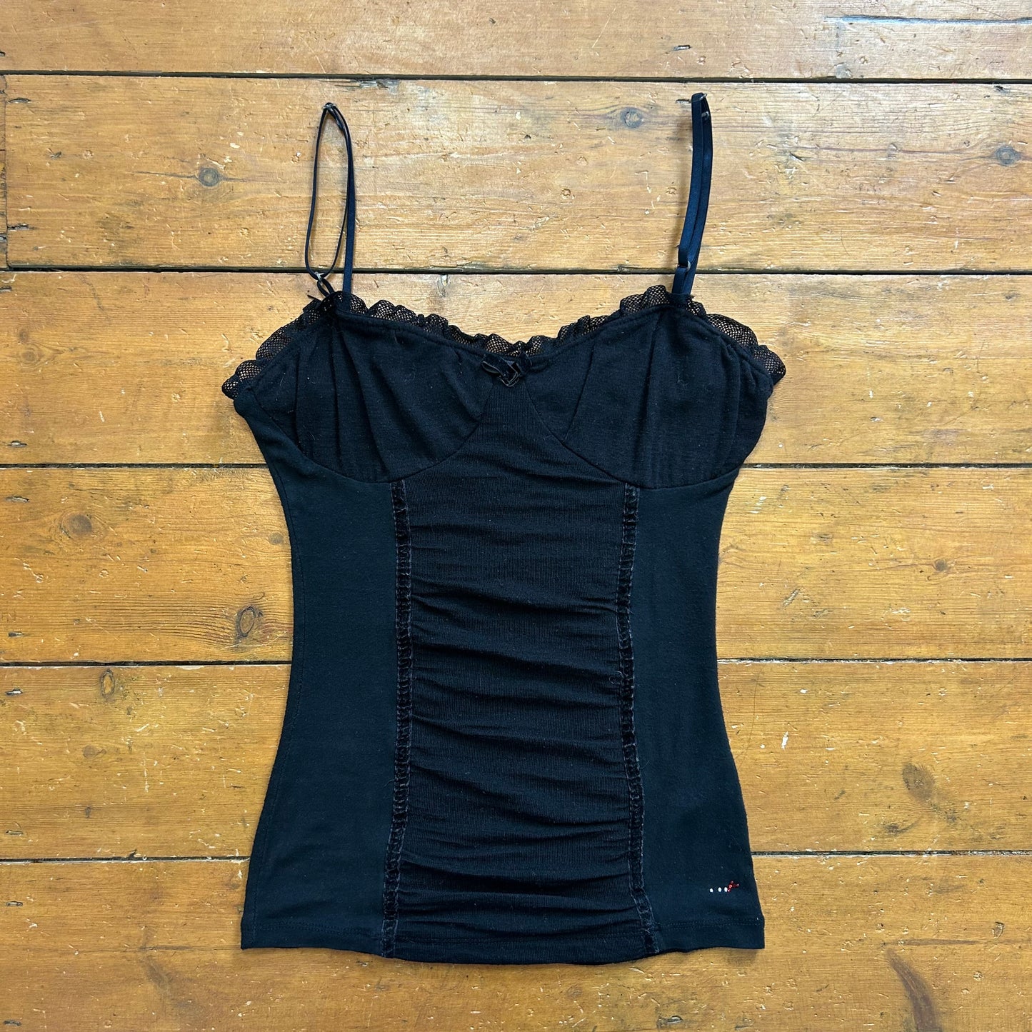 vintage 00s black dainty knitted cami