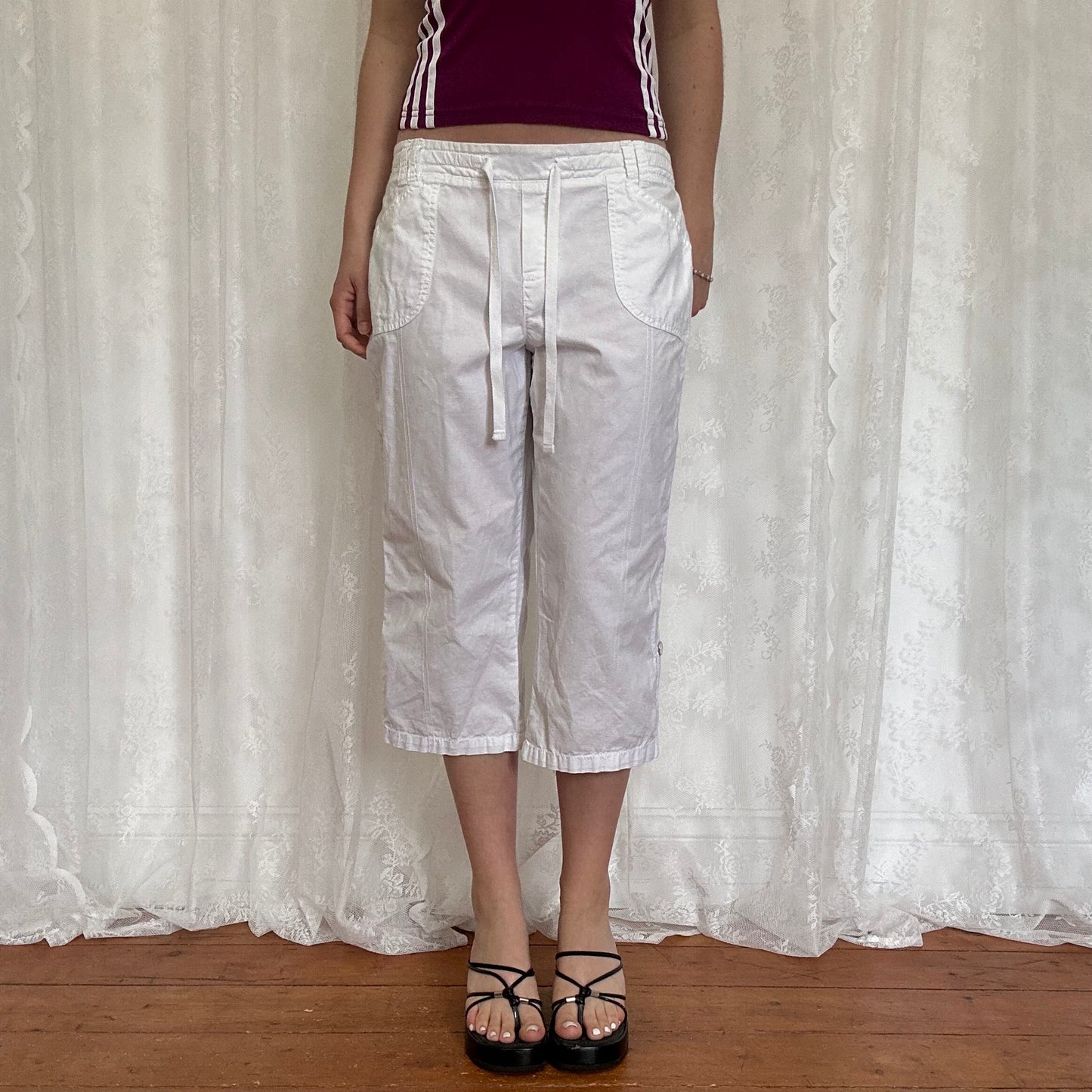 vintage 00s white capri trousers