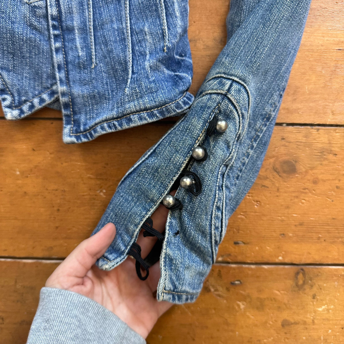 vintage 00s button detail fitted denim jacket