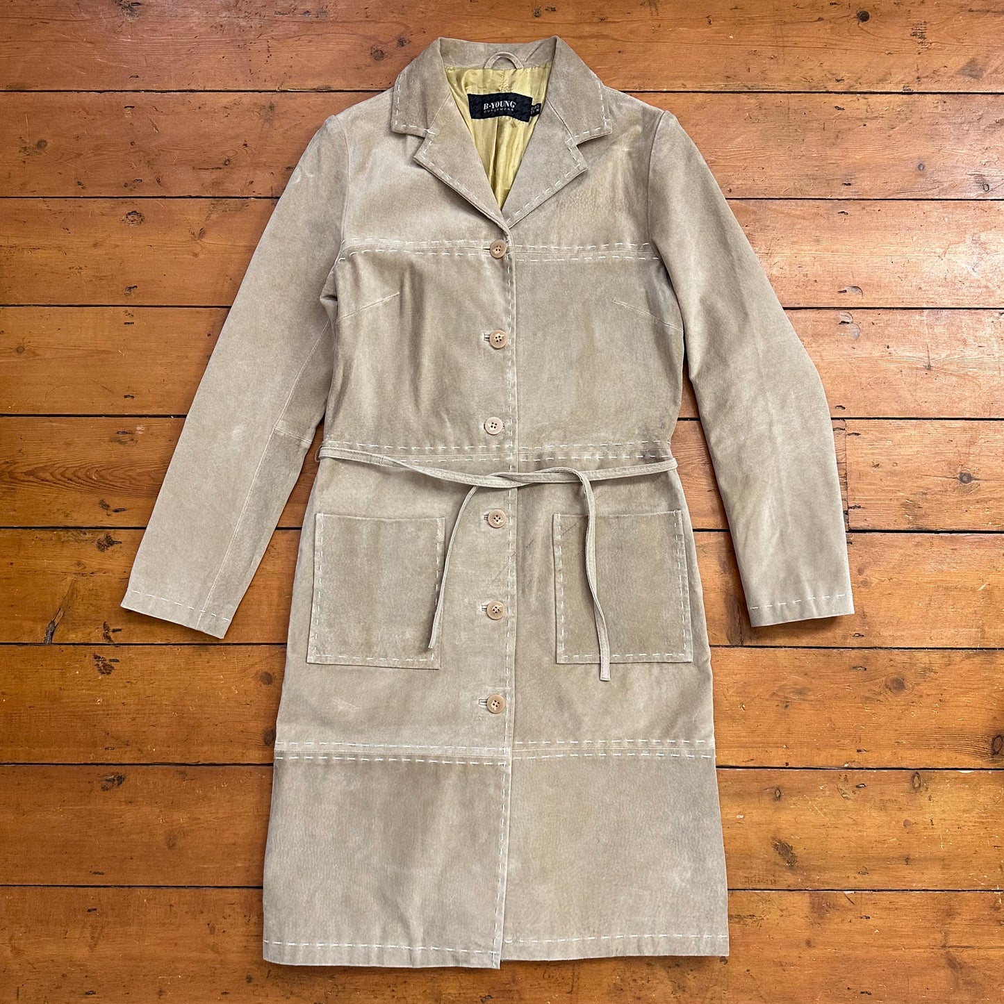 vintage 00s genuine leather long coat