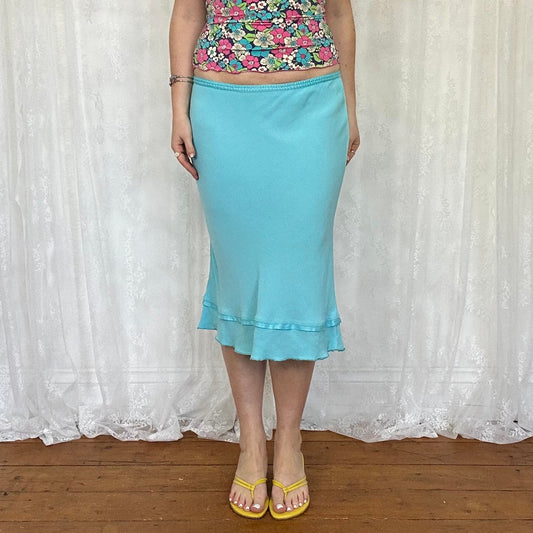 vintage 00s aqua blue midi skirt