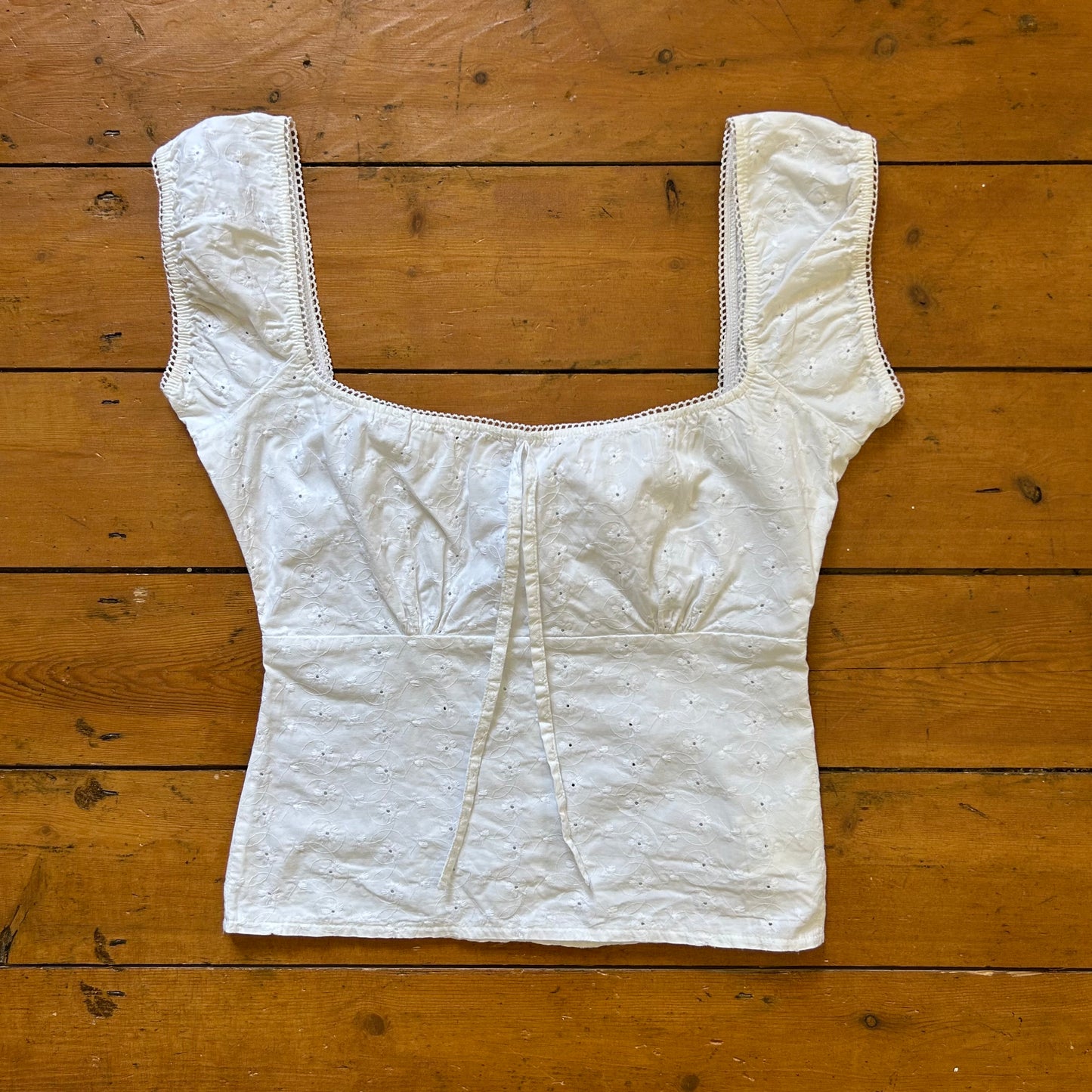 vintage 00s white broderie milkmaid top