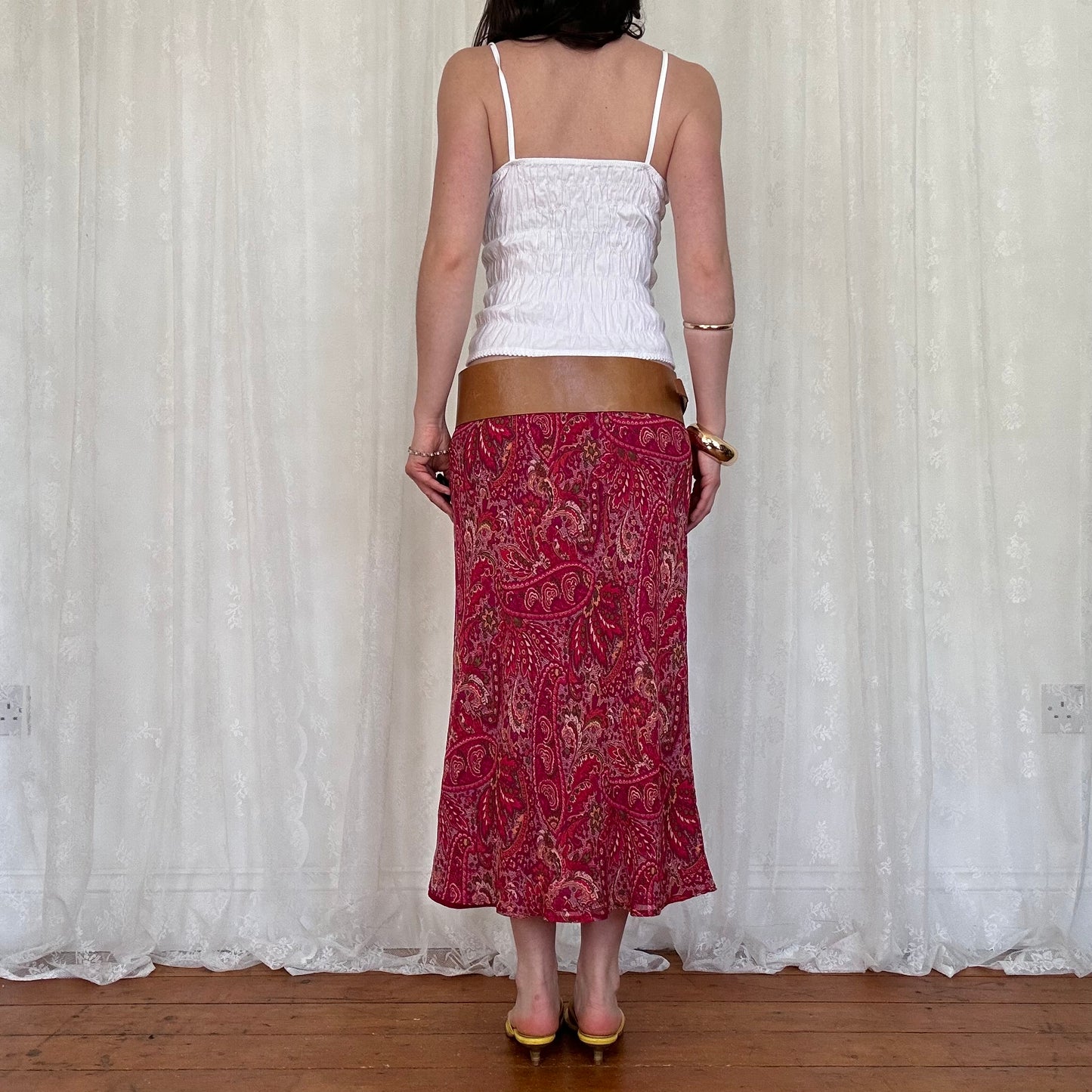 vintage 00s white broderie tie front cami
