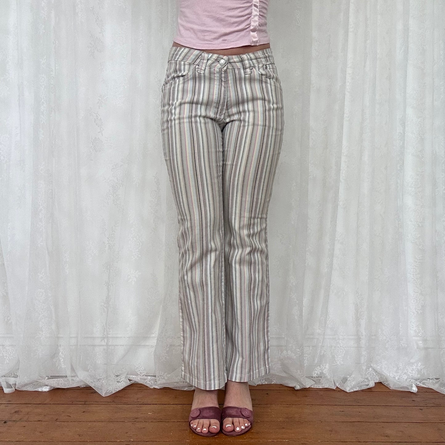 vintage 00s stripey flared trousers