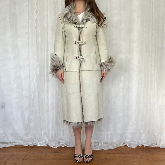 vintage 00s beige afghan style coat