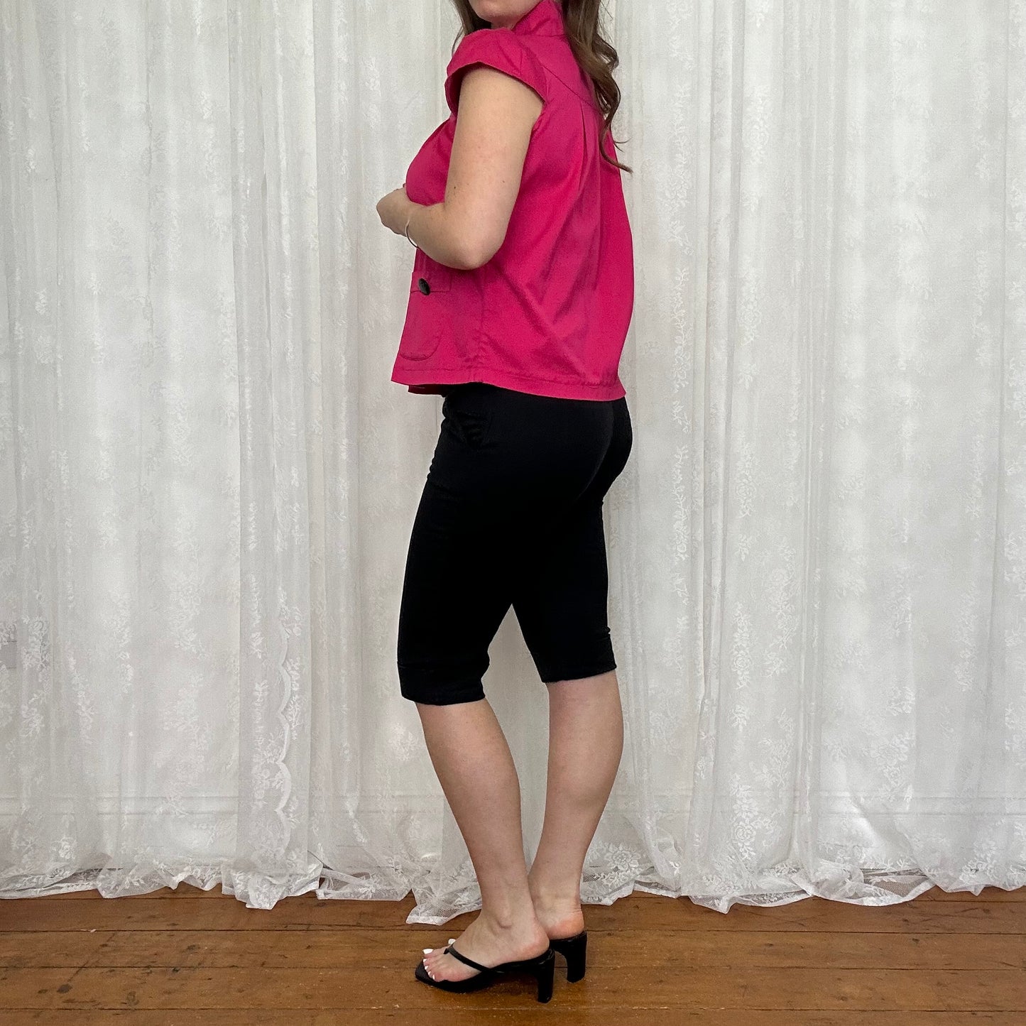 vintage 00s hot pink button up peacoat