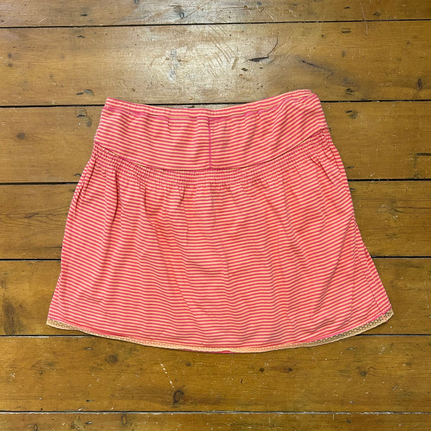 vintage 00s pink and orange stripe strapless top