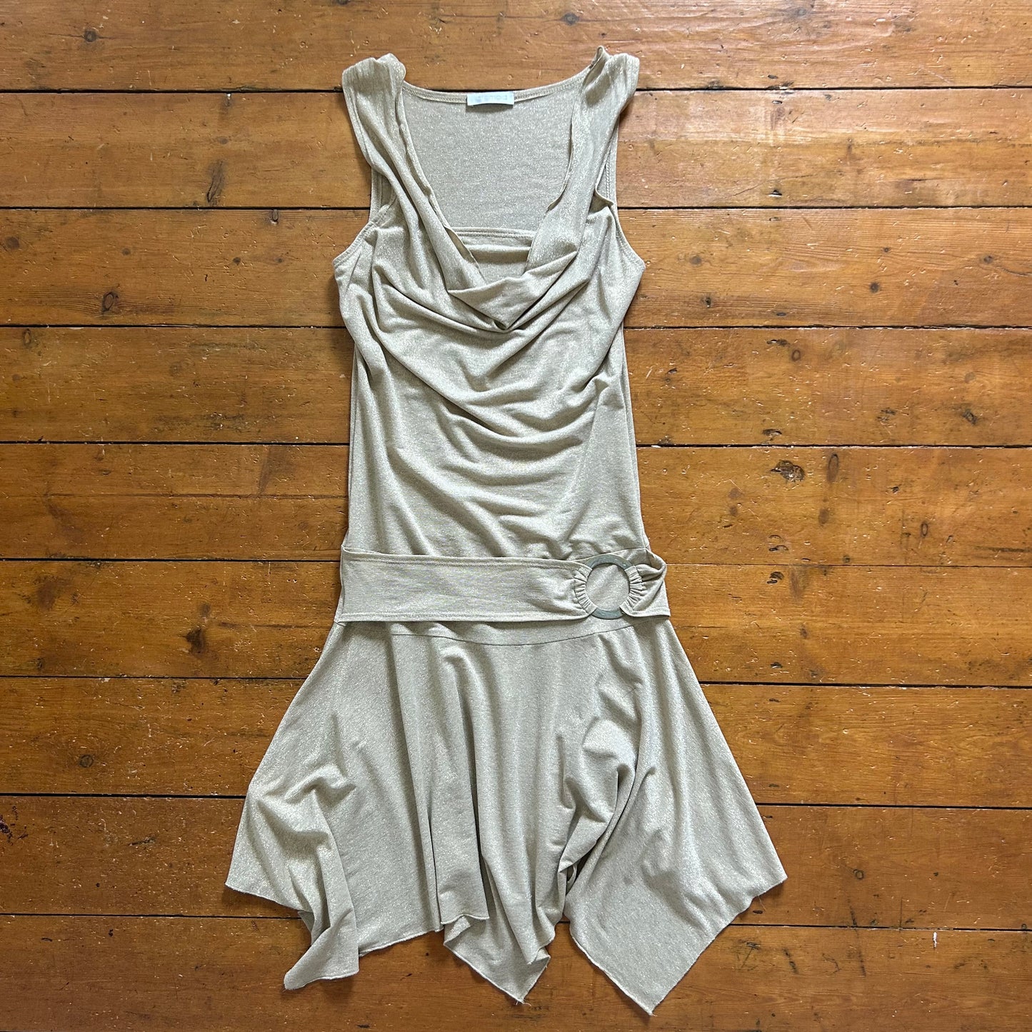 vintage 00s gold sparkly midi dress