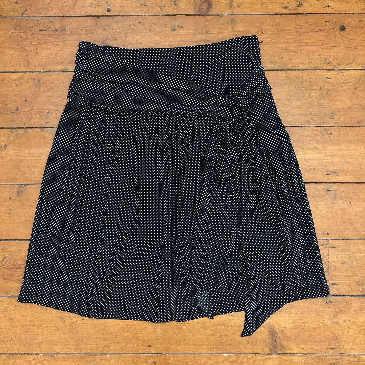 vintage 00s polka dot tie waist midi skirt