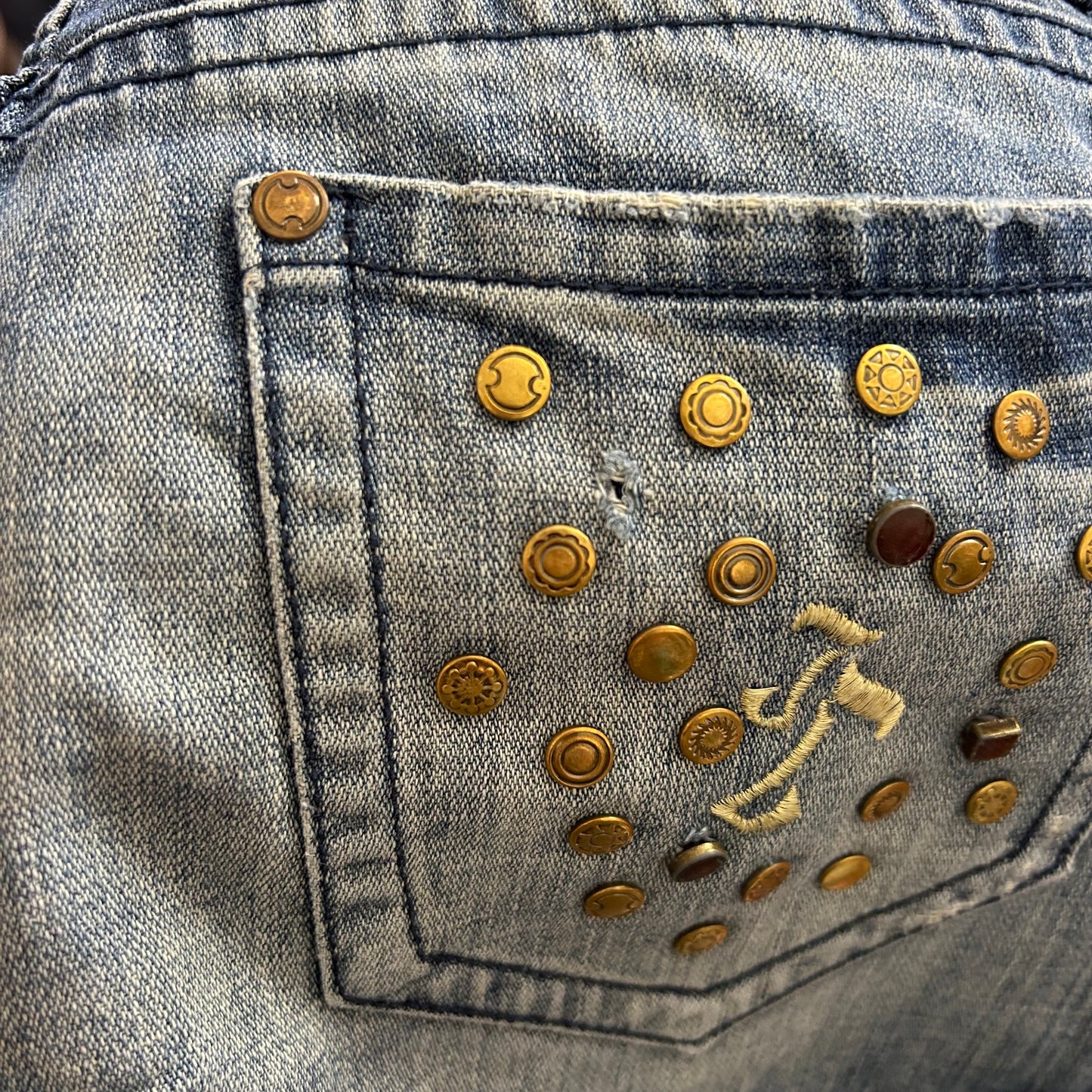 vintage 00s studded denim mini skirt