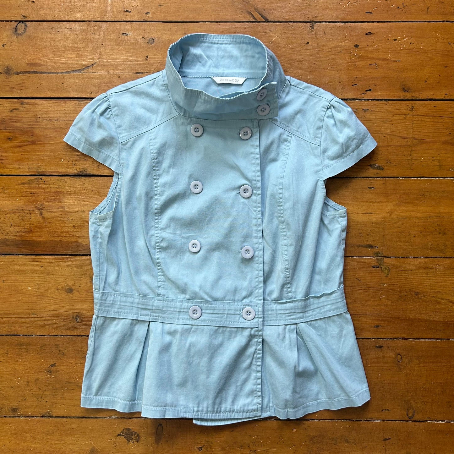 vintage 00s baby blue short sleeve peacoat / blazer