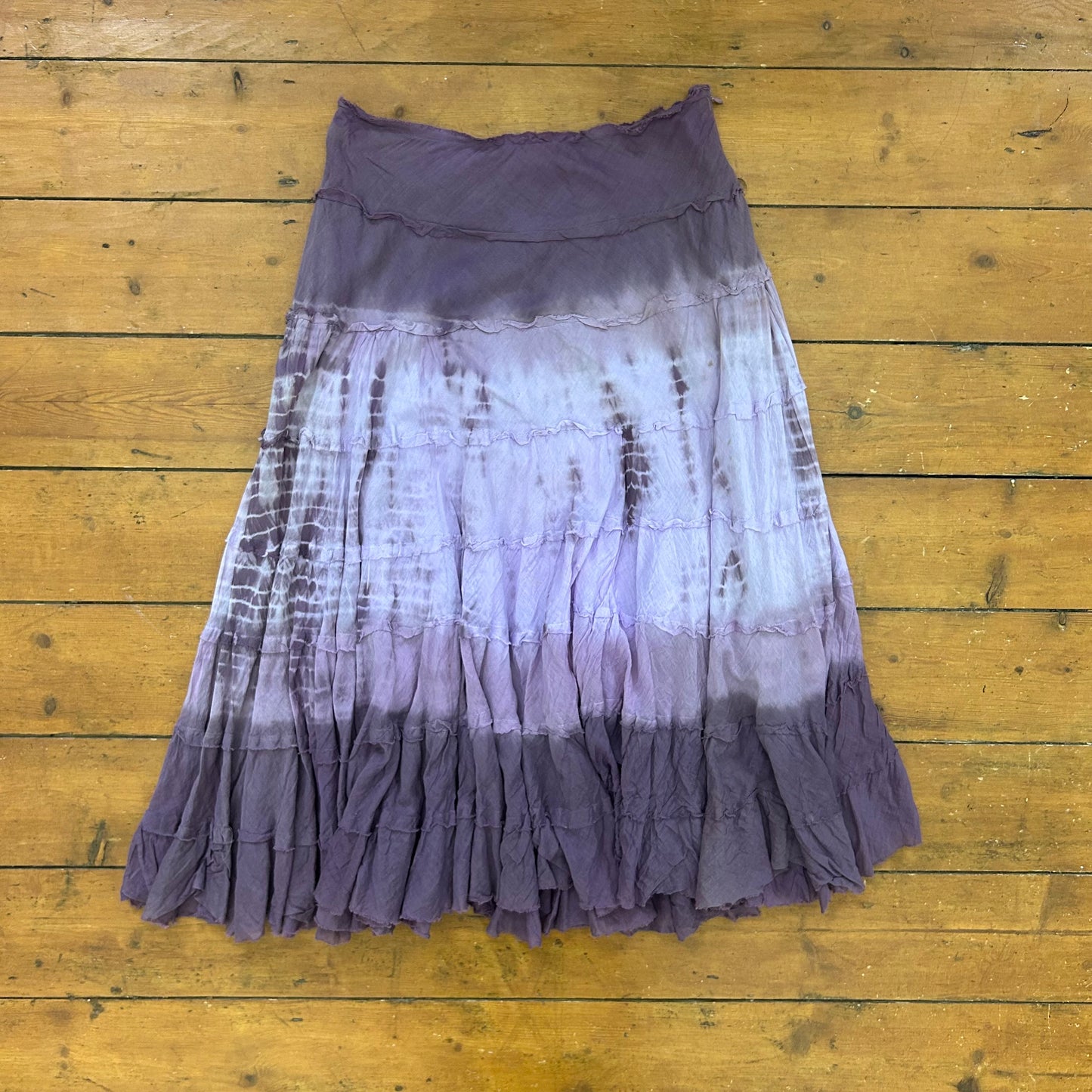 vintage 00s purple ombré tiered midi skirt