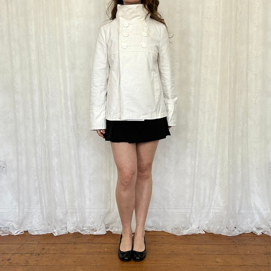 vintage 00s white high collar peacoat