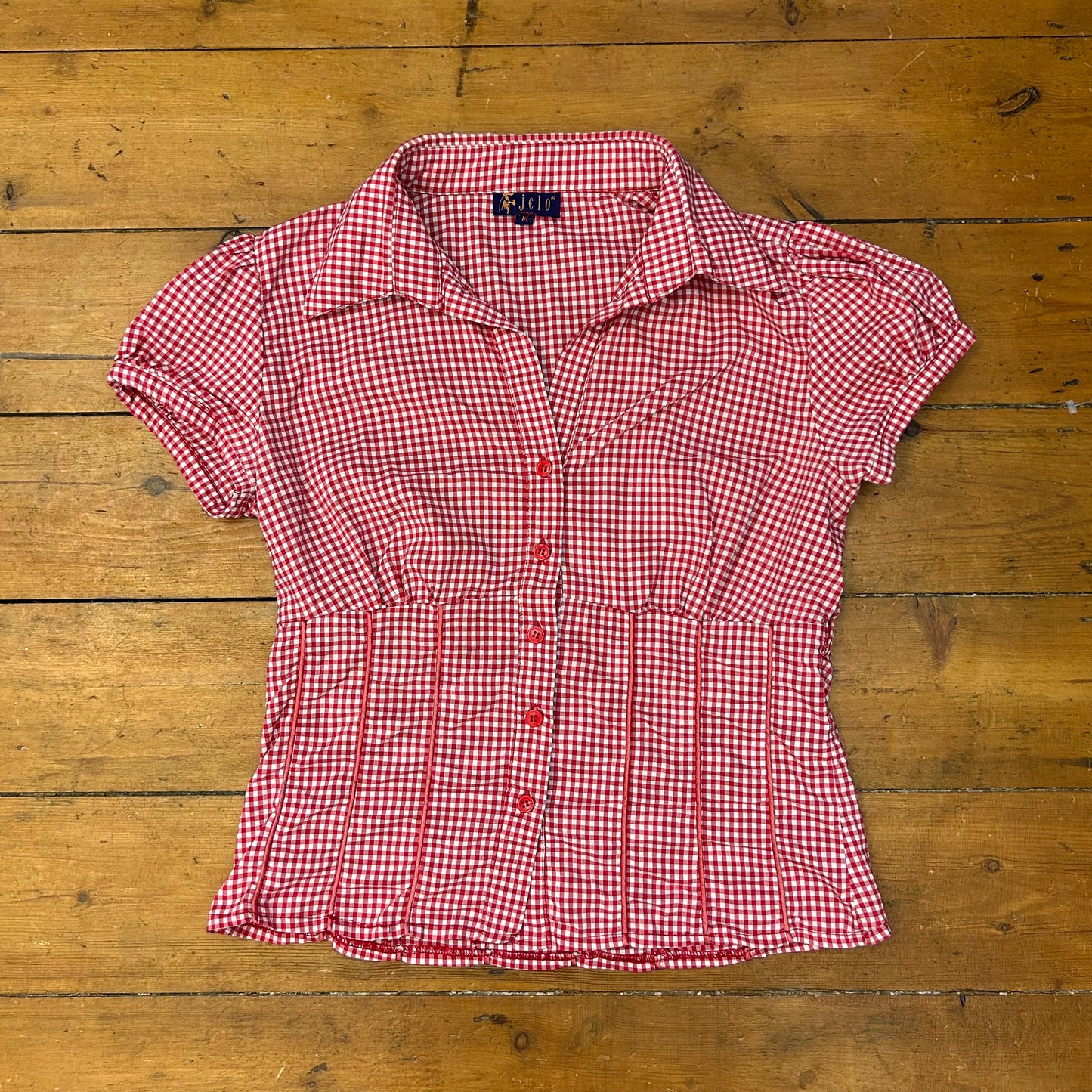 vintage 00s red and white gingham short sleeve shirt