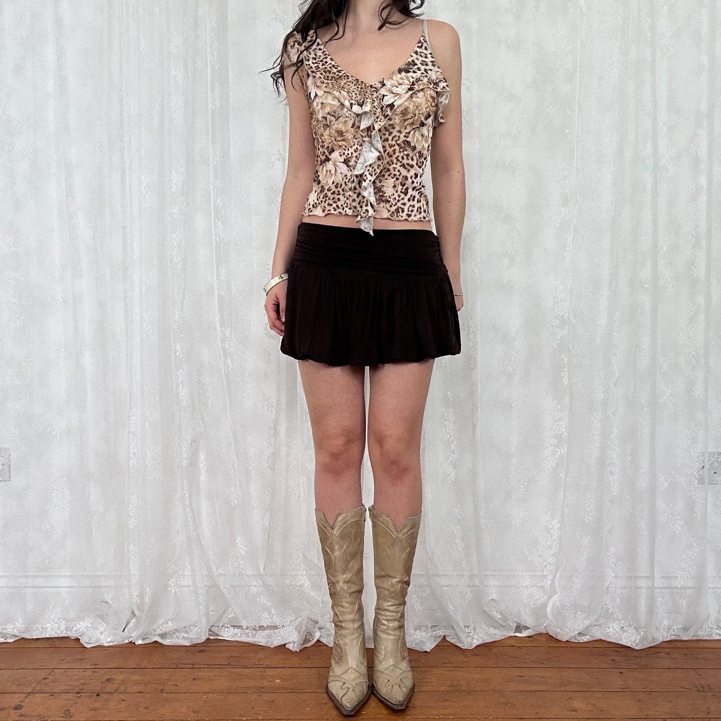 vintage 00s floral leopard print cami top