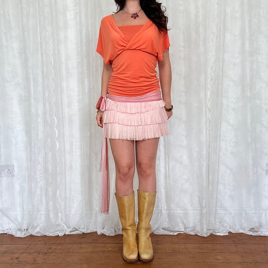 vintage 00s orange batwing layered top