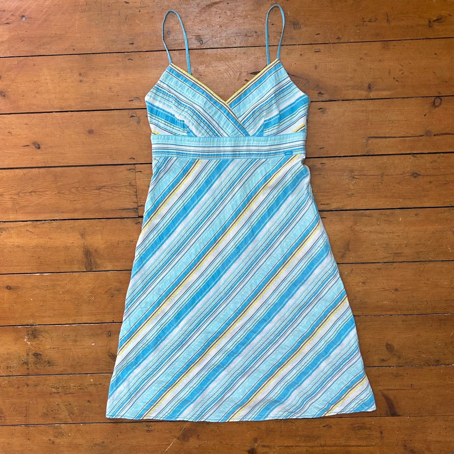 vintage 00s blue striped cotton midi dress