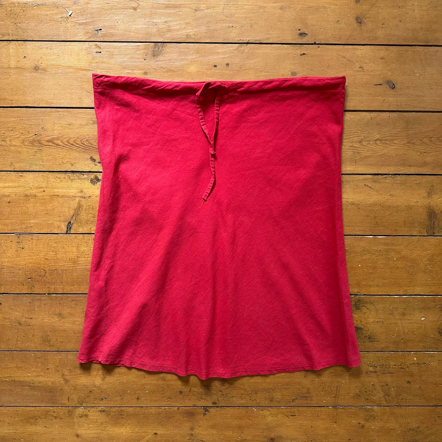 vintage 00s red linen midi skirt
