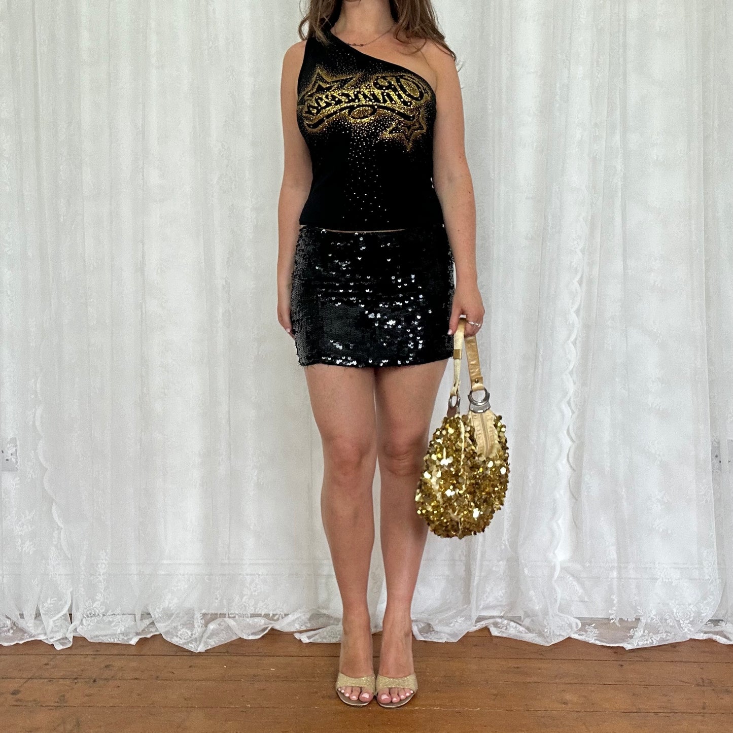 vintage 00s gold sequin bag