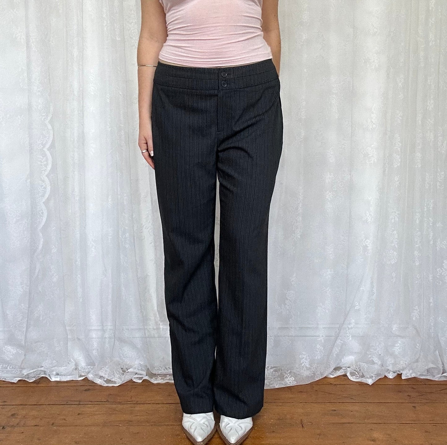 vintage 00s grey pinstripe trousers