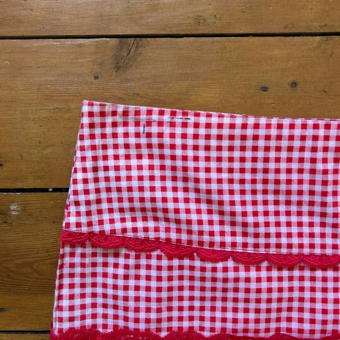 vintage 00s red gingham lace mini skirt