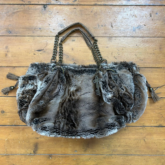 vintage 00s faux fur shoulder bag