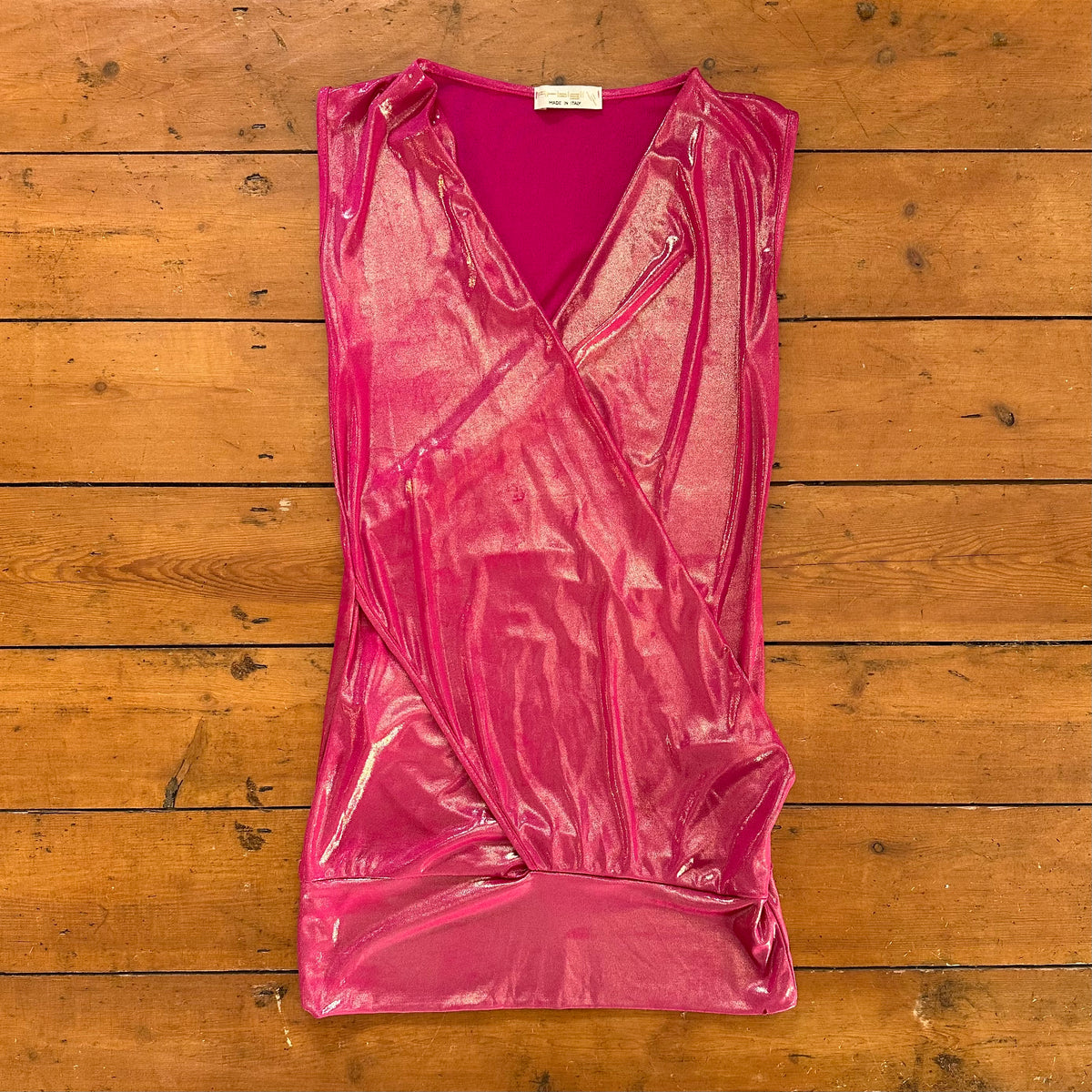 vintage 00s pink metallic club dress