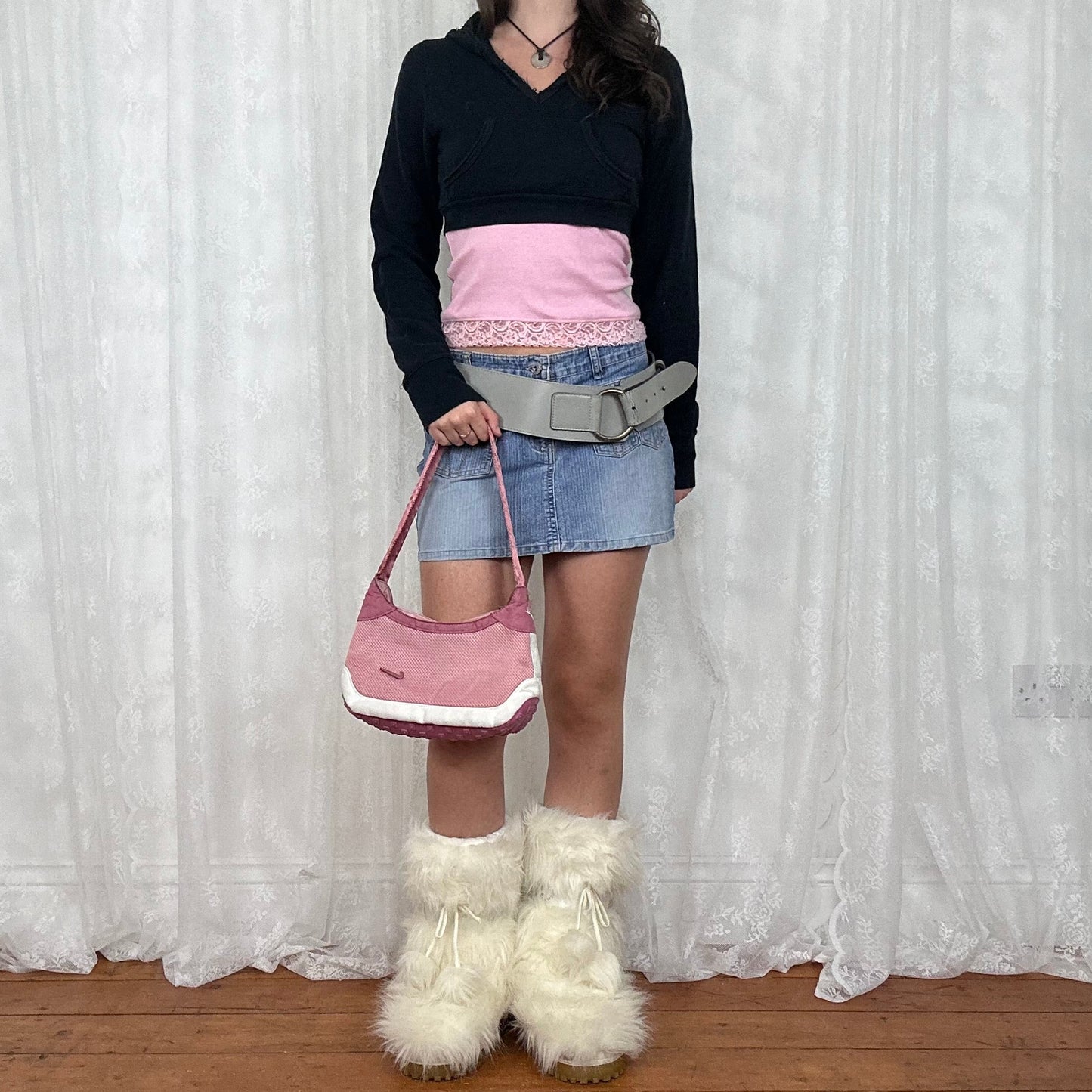 vintage 00s pink Nike mini baguette sneaker sole bag