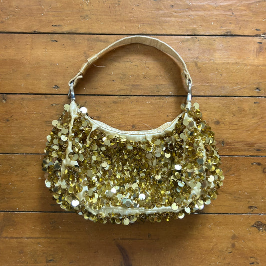 vintage 00s gold sequin bag
