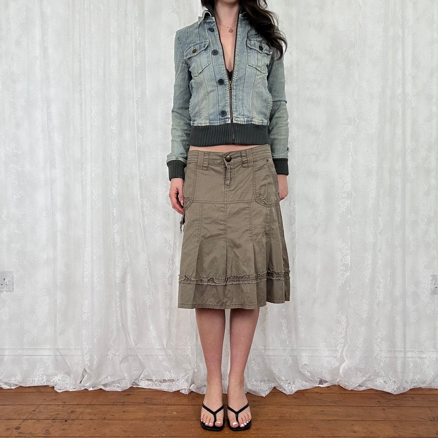 vintage 00s light wash denim bomber jacket