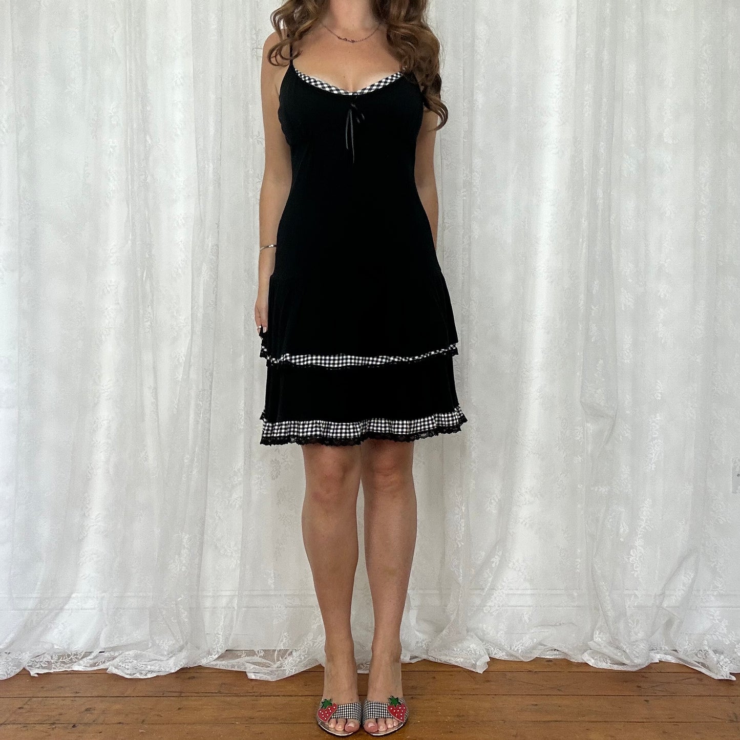 vintage 00s black gingham rara dress