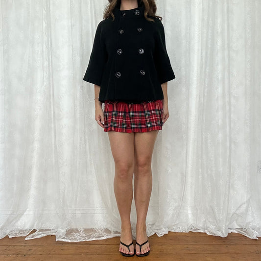 vintage 00s black crop sleeve peacoat blazer