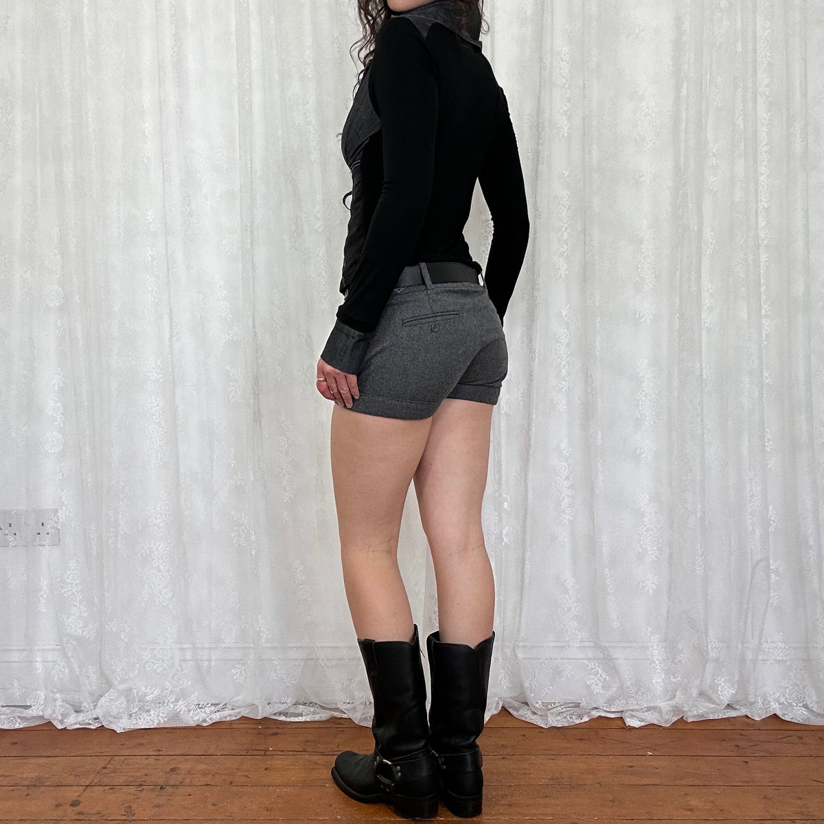 vintage 00s black harness biker boots