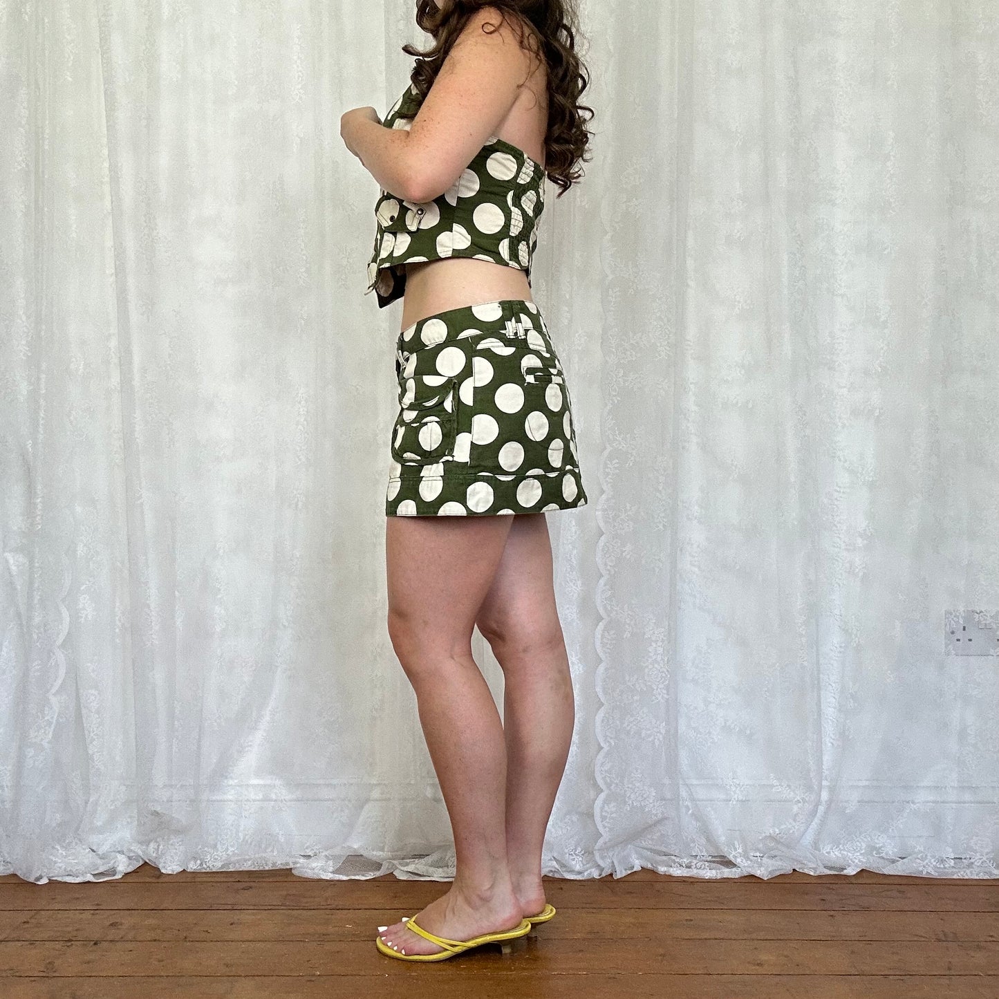 vintage 00s green polka dot co ord