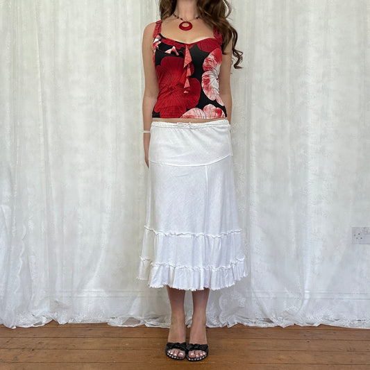 vintage 00s red and black floral cami
