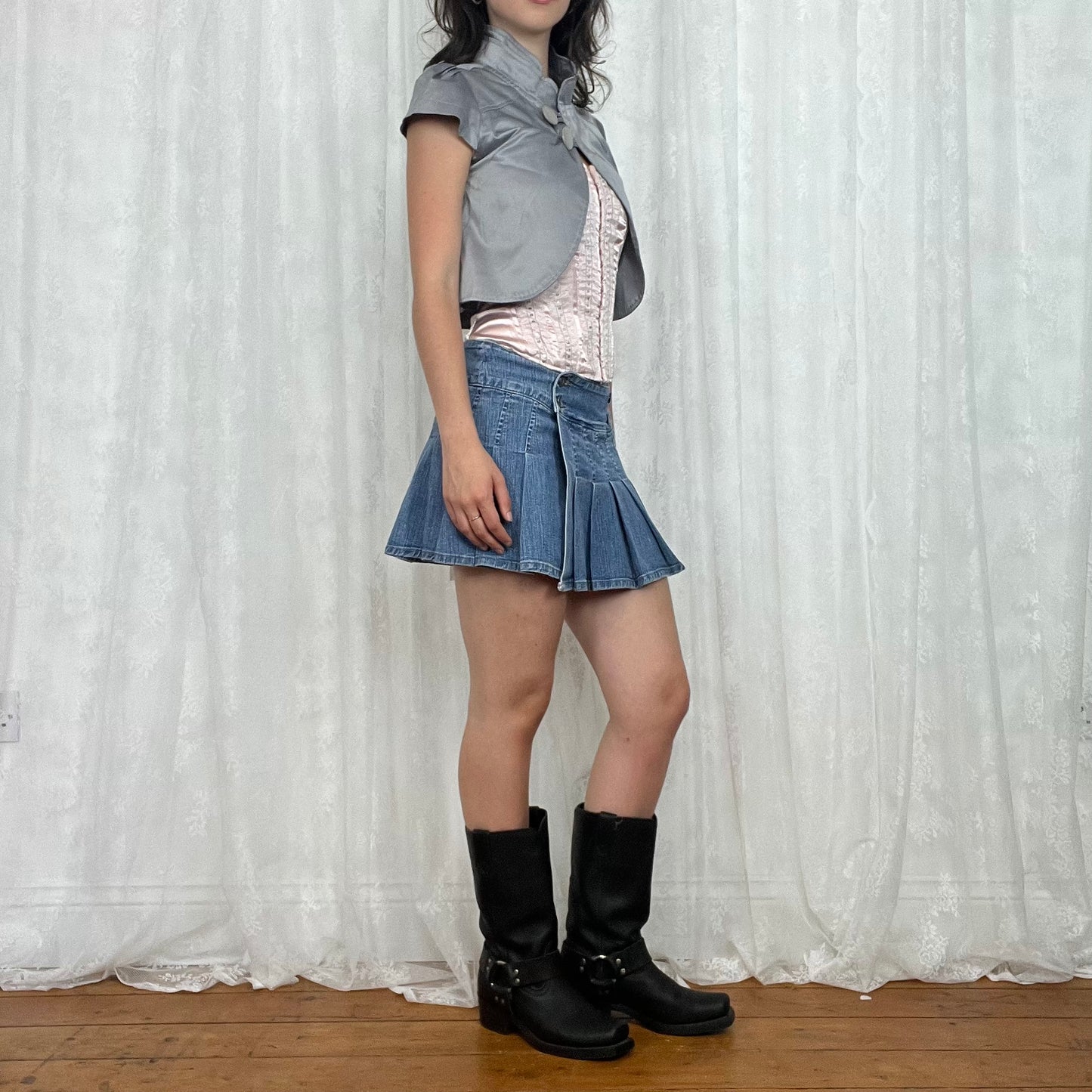 vintage 00s grey cropped peacoat